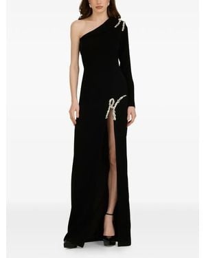 ARAFTU One-Shoulder Embellished Side-Slit Gown - Black