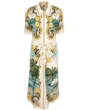 FARM Rio Collared Printed Maxi Dress - Metallic