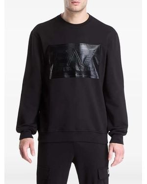 EA7 Logo-Patch Long-Sleeve Sweater - Black