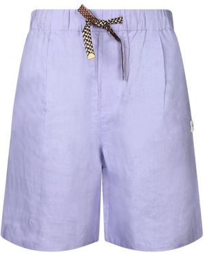 Atelier Vlisco Drawstring Elasticated-Waist Deck Shorts - Purple