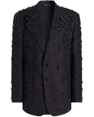 Dolce & Gabbana Single-Breasted Embroidered Jacket - Blue