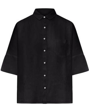 120% Lino Chest-Pocket Linen Shirt - Black