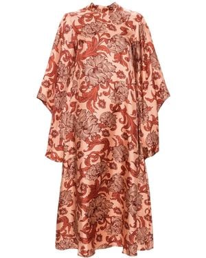 La DoubleJ Magnifico Floral-Print Midi Dress - Red