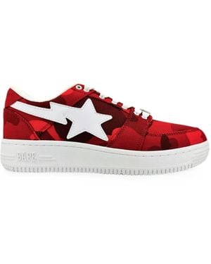 A Bathing Ape Bapesta M2 Low Lace-Up Sneakers - Red