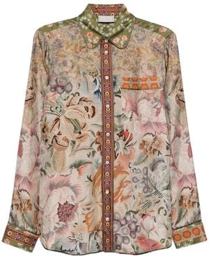 Pierre Louis Mascia Floral-Print Shirt - Brown