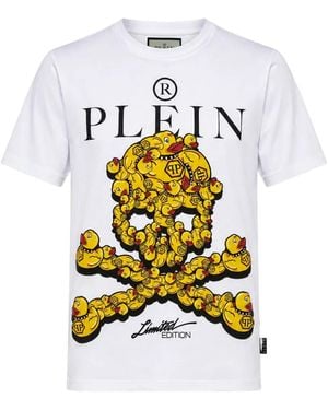 Philipp Plein Jersey T-Shirt Duck Skull - White