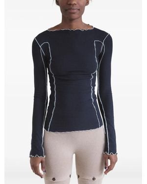 Baserange Ruffle-trim Long-sleeve T-shirt - ブルー