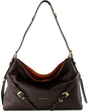 Givenchy Medium Voyou Buckle-Fastening Calfskin Shoulder Bag - Black