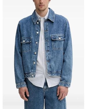 Samsøe & Samsøe Striped-Pattern Long-Sleeve Shirt - Blue