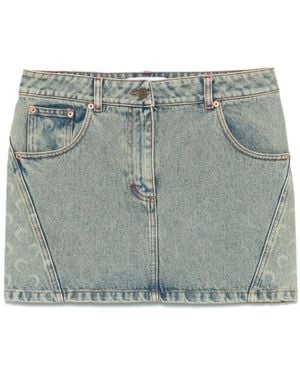 Marine Serre Moon Laser Denim Mini Skirt - Blue