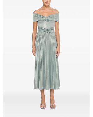 Nissa Pleated Off-Shoulder Dress - Green