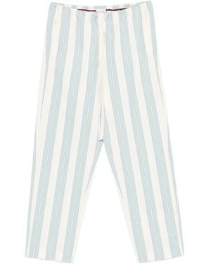 forte_forte Striped Drawstring-Fastening Trousers - White