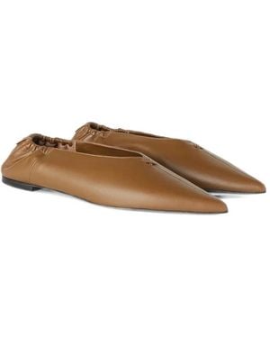 RETORI Leather Flat Court Shoes - Brown