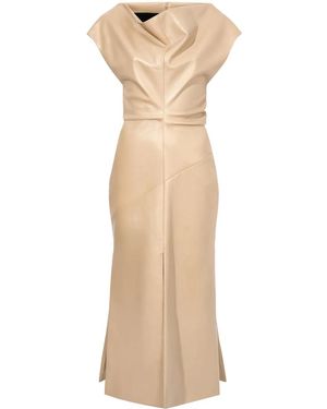 Proenza Schouler Rosa Off-Shoulder Leather Dress - Natural