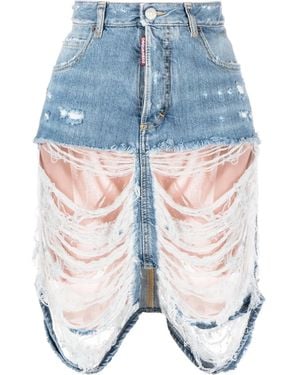 DSquared² Distressed Denim Skirt - Blue