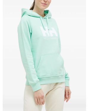 Helly Hansen Logo-Print Pouch-Pocket Hoodie - Green