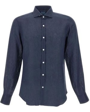 Barba Napoli Linnen Overhemd - Blauw