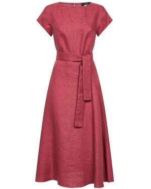 Weekend by Maxmara Cap-Sleeve Belted Midi Dress - Red