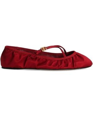Dolce & Gabbana ベルベット フラットシューズ - レッド