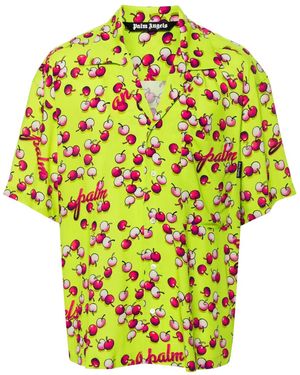 Palm Angels Cherry-Print Shirt - Yellow