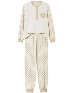 Twinset Pijama con corazón en jacquard - Neutro