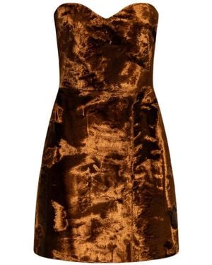 McQueen Velvet Strapless Mini Dress - Brown