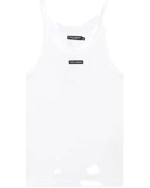 Dolce & Gabbana Cotton Tank Top With Print - White