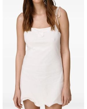 Pink Tie-Strap Mini Dress - White