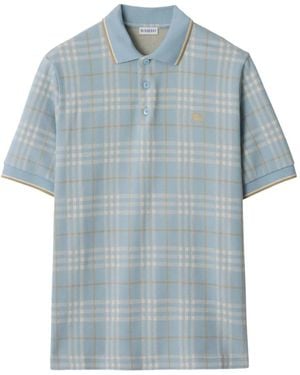 Burberry チェック ポロシャツ - ブルー