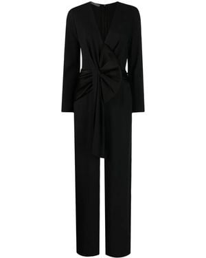 Alberta Ferretti Enver Bow-Detail Satin Jumpsuit - Black