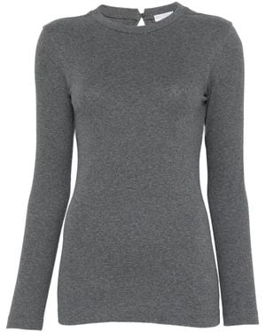 Brunello Cucinelli Monili-Trim Long-Sleeve T-Shirt - Grey