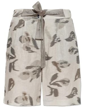 Emporio Armani Ikat-Print Belted Shorts - Grey