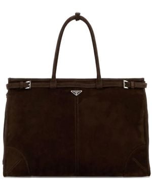 Prada Bonnie Tote Bag Aus Wildleder - Braun