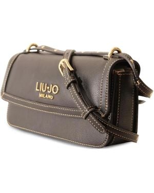 Liu Jo Logo-Plaque Topstitched Crossbody Bag - Brown