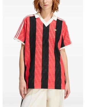 adidas Striped Short-Sleeve T-Shirt - Red