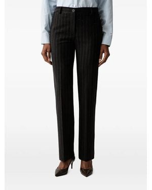 Twinset Pinstripe Herringbone-Pattern Trousers - Black
