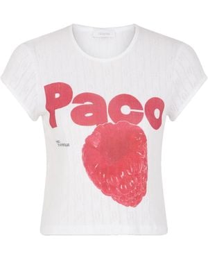 Rabanne T-Shirt Con Stampa - Rosa