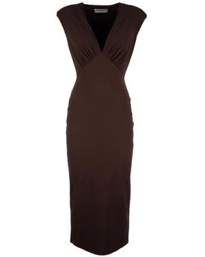 La Petite Robe Di Chiara Boni Maki V-Neck Midi Dress - Brown