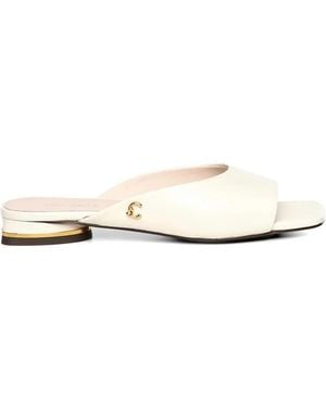 Coccinelle Logo-Plaque Leather Sandals - White