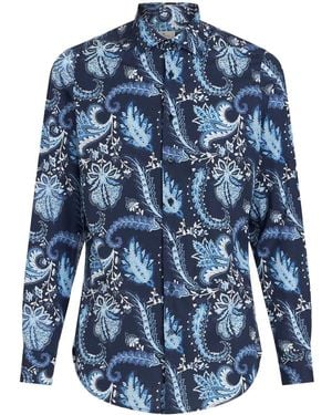 Etro Paisley-Print Long-Sleeve Shirt - Blue