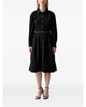 DKNY Button-Down Shirt Midi Dress - Black