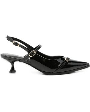 Gioseppo Sabin Patent-Finish Buckle-Detail Pumps - Black