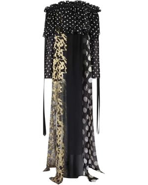 Nina Ricci Zijden Maxi-Jurk Met Stippen En Strikdetail - Zwart