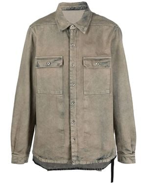 Rick Owens Stonewashed Denim Shirt - Gray