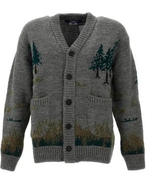 Junya Watanabe Intarsia-Knit Cardigan - Grey