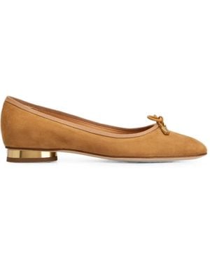 Tod's Bow-Detail Suede Ballet Flats - Natural