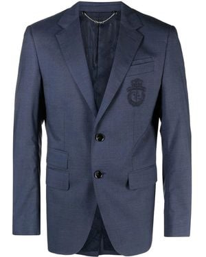 Billionaire Crest-Motif Single-Breasted Blazer - Blue