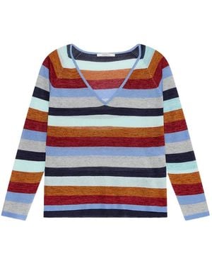 Maliparmi Striped V-Neck Jumper - White