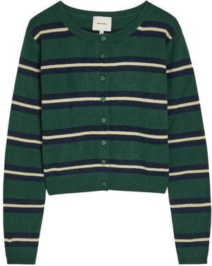 Reformation Clara Striped-Knit Cardigan - Green