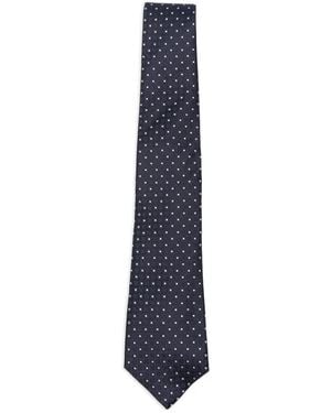 Canali Geometric-Pattern Silk Tie - Blue